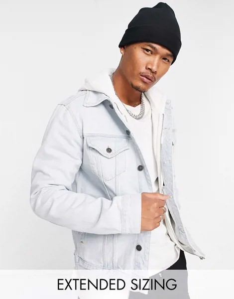 Классическая окрашенная джинсовая куртка светлого цвета в стиле 90-х ASOS DESIGN-Голубой