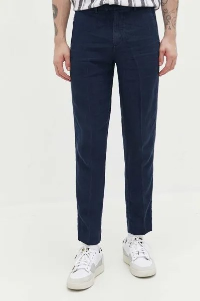 Льняные брюки Abercrombie & Fitch, темно-синий