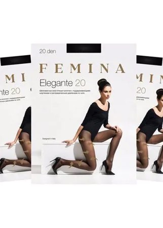 Женские колготки Femina, Elegante 20 den, набор 3 шт.,черный, размер 4