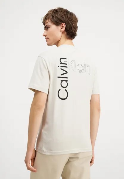 Футболка с принтом Angled Back Logo T-Shirt Calvin Klein, цвет stony beige