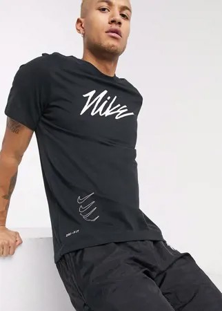 Черная футболка с логотипом Nike Training Sport Clash-Черный