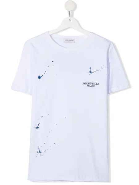 Paolo Pecora Kids футболка с логотипом и эффектом разбрызганной краски