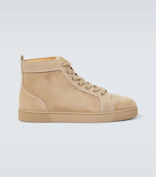 Высокие замшевые кроссовки Louis Christian Louboutin, бежевый