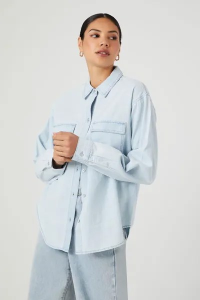 Джинсовая рубашка с длинными рукавами Forever 21, деним