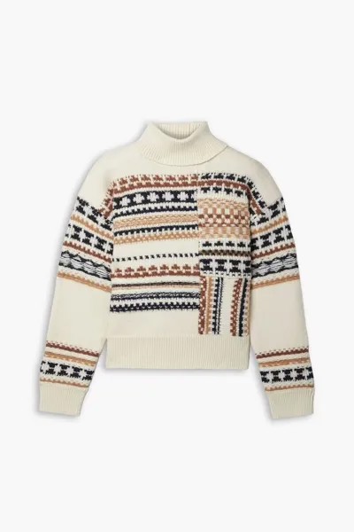 Жаккардовый свитер Tate Fair Isle с воротником из смесовой шерсти A.L.C., слоновая кость