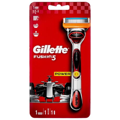 Бритвенный станок Gillette Fusion5 Power ,серый/красный, сменные кассеты 1 шт.