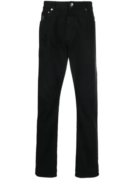 Brunello Cucinelli прямые джинсы с вышитым логотипом, черный
