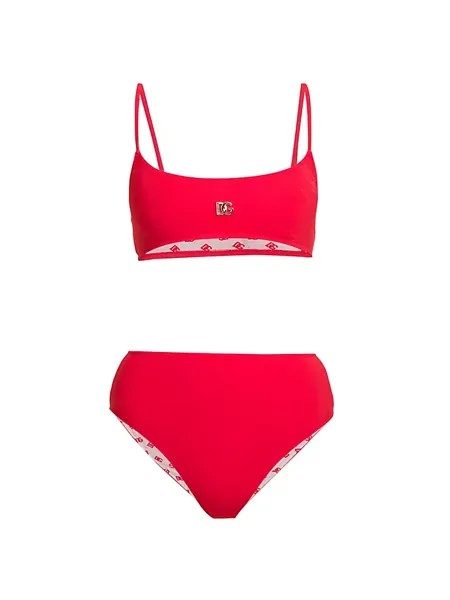 Бикини с логотипом и высокой талией Dolce&Gabbana, цвет rosso