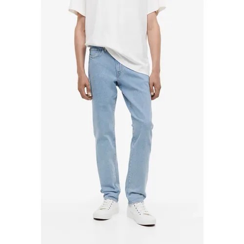 Джинсы H&M, прямой силуэт, средняя посадка, стрейч, размер 36/32, голубой