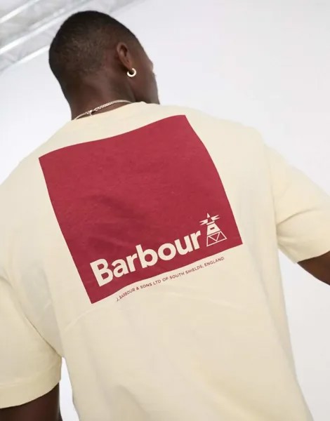 Бежевая футболка с принтом на спине Barbour Swift