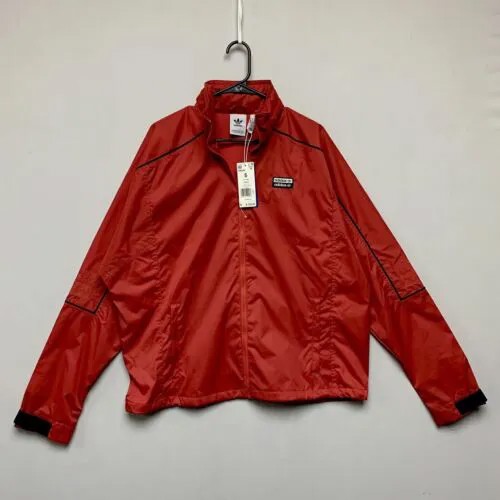 Куртка Adidas с длинным рукавом (мужская, размер S) Ветровка на молнии на открытом воздухе, красная