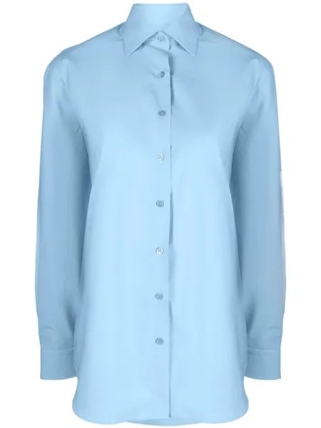 Raf Simons рубашка с нашивкой-логотипом, синий