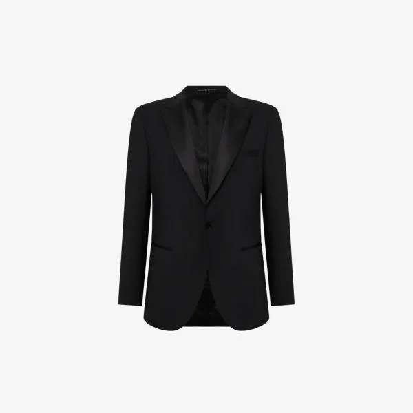 Однобортный пиджак облегающего кроя из смесовой шерсти стрейч Poker Poker Reiss, черный