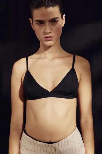 Мягкий лиф бикини с треугольными чашечками H&M, черный