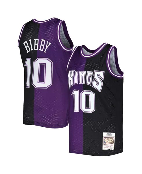 Мужская майка mike bibby purple, black sacramento kings hardwood classics 2001-02 split swingman jersey Mitchell & Ness, мульти