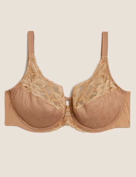 Бюстгальтер с полной чашкой на косточке Wild Blooms F-J Marks & Spencer, насыщенный янтарный