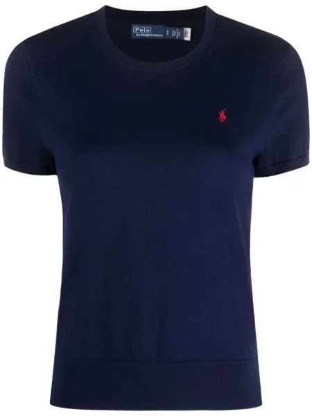 Polo Ralph Lauren трикотажная футболка с вышитым логотипом, синий