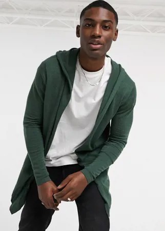 Зеленый трикотажный кардиган с капюшоном ASOS DESIGN