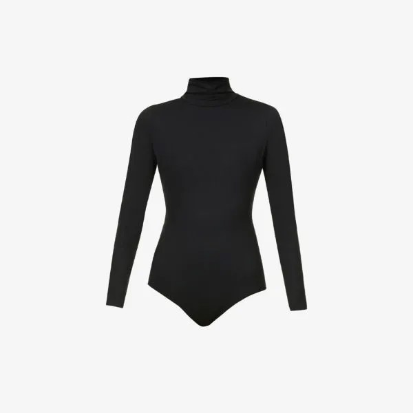 Боди из эластичного джерси с высоким воротником Spanx, черный