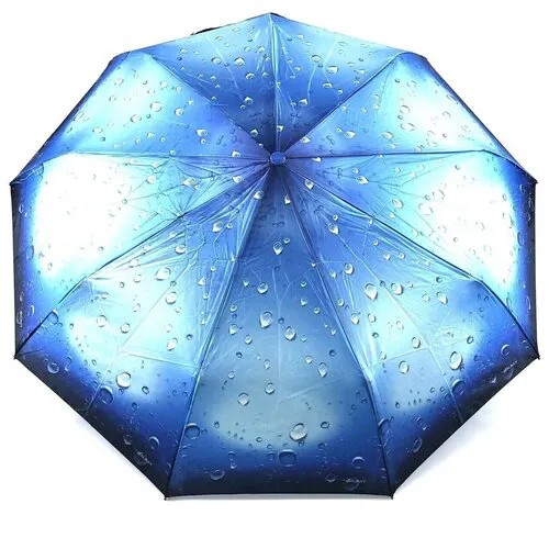 Мини-зонт автомат, 3 сложения, купол 100 см., 9 спиц, для женщин, голубой