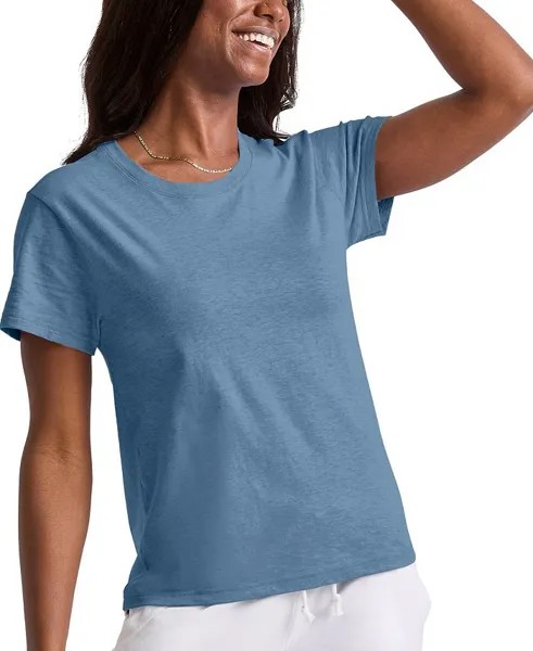 Женская классическая футболка Originals Triblend с коротким рукавом Hanes, цвет Regalia Blue Heather