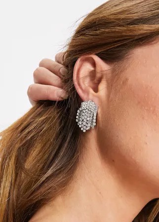 Серебристые серьги-гвоздики с кристаллами ASOS DESIGN-Серебряный