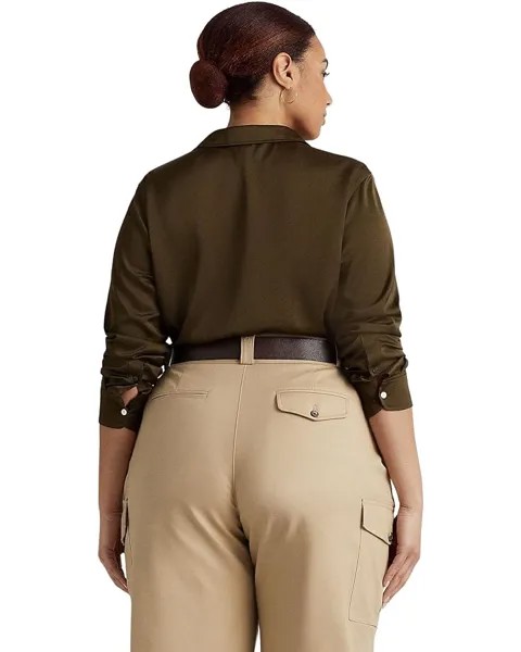 Рубашка LAUREN Ralph Lauren Plus Size Satin Charmeuse Shirt, цвет Botanic Green