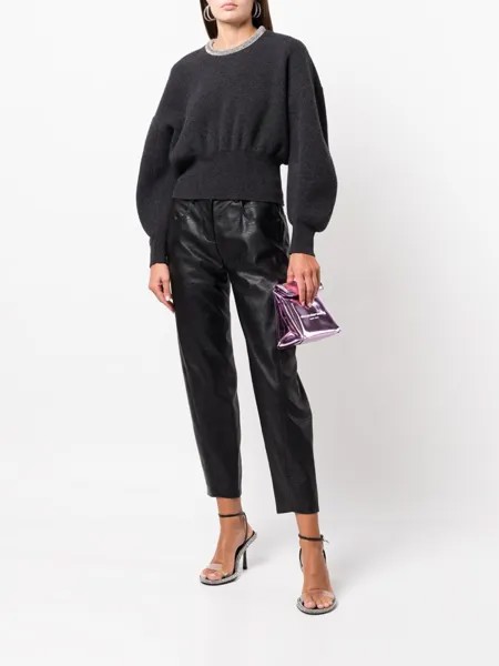 Шерстяной джемпер со стразами Alexander Wang, серый