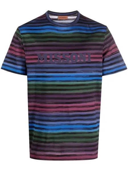 Missoni полосатая футболка с логотипом, синий