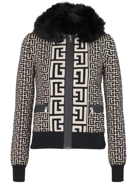 Balmain куртка с искусственным мехом и монограммой