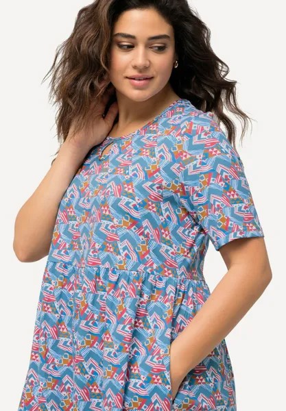 Платье из джерси GEOMETRIC SHORT SLEEVE Ulla Popken, белый