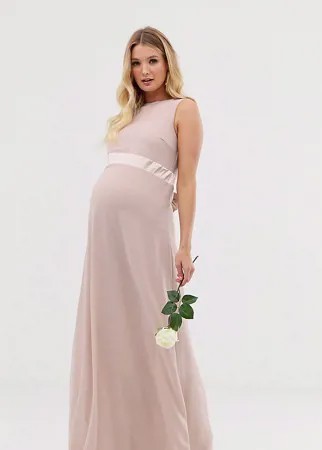 Эксклюзивное розовое платье макси с бантом на спине TFNC Maternity-Розовый