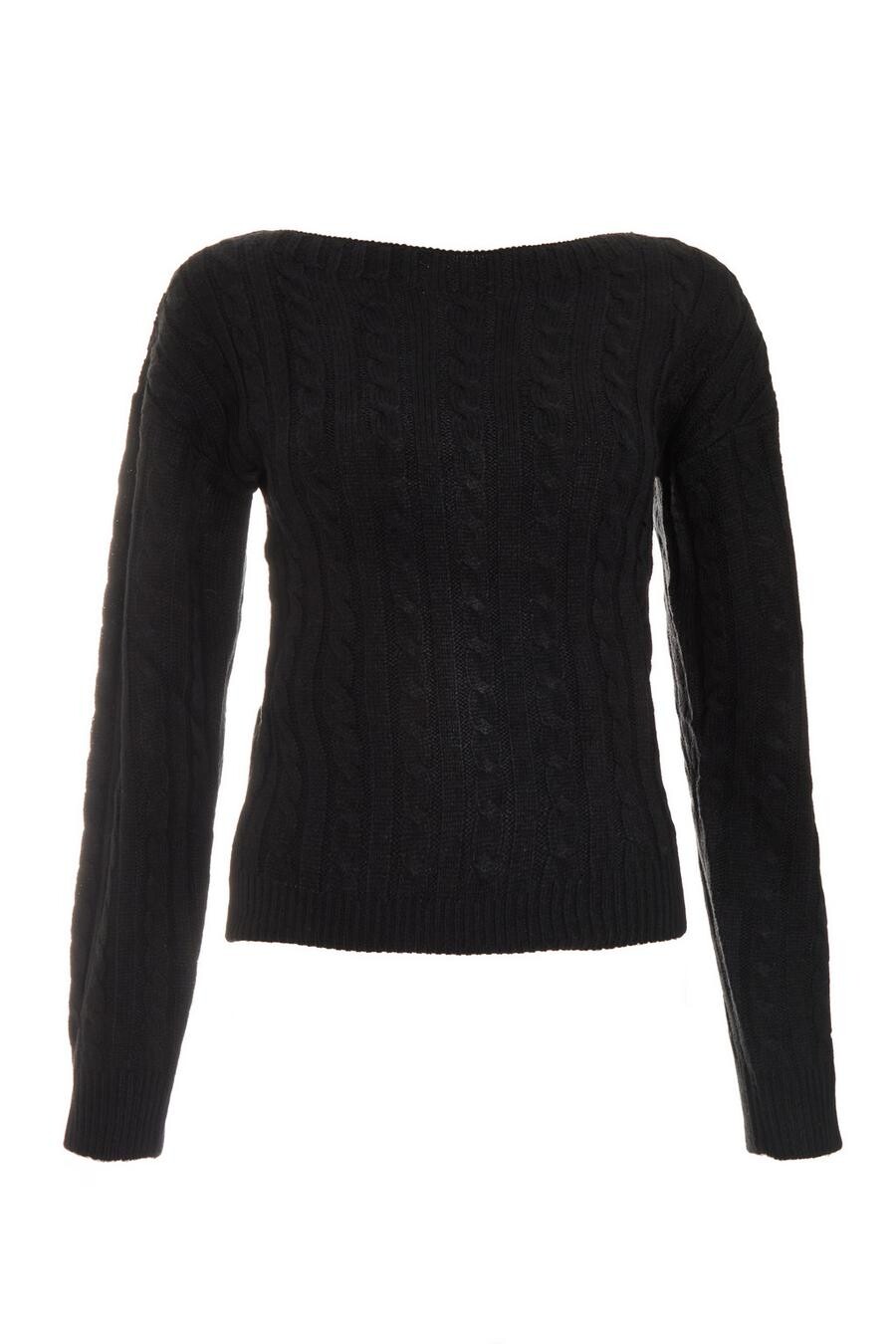 Черный вязаный укороченный джемпер QUIZ Clothing