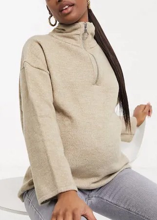 Светло-бежевый джемпер на молнии с широкими рукавами ASOS DESIGN Maternity