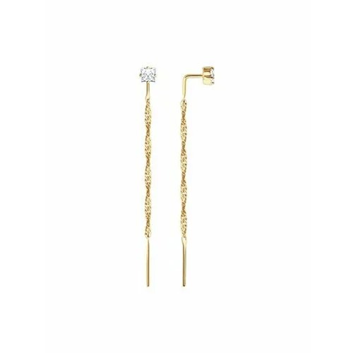 Серьги цепочки The Jeweller, красное золото, 585 проба, фианит, золотой