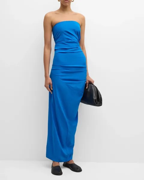 Коктейльное платье Odette без бретелек из смесового шелка Proenza Schouler, цвет Cerulean
