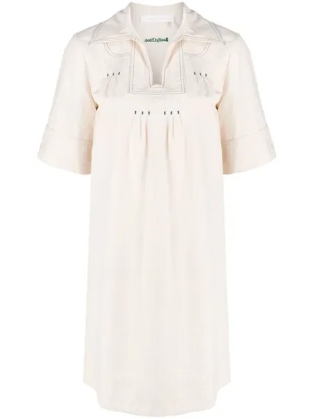 See by Chloé платье мини с вышивкой, белый