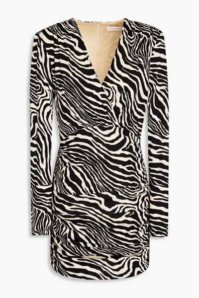Платье мини из джерси с запахом и зебровым принтом Mariana Ronny Kobo, цвет Animal print