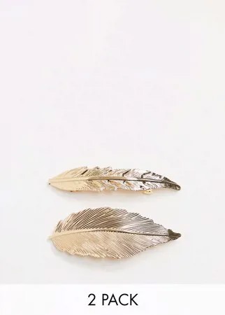 2 заколки для волос ASOS DESIGN-Золотой