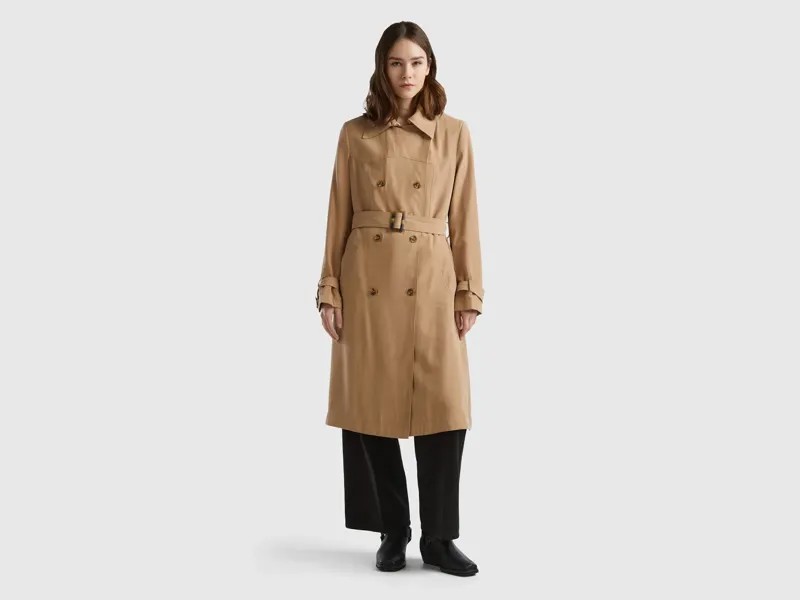 Тренч United Colors of Benetton, цвет Camel