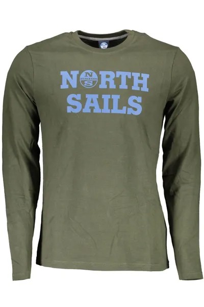 Шикарная хлопковая мужская футболка North Sails с длинными рукавами, зеленый