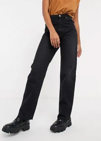 Черные выбеленные прямые джинсы из органического хлопка с завышенной талией NA-KD-Черный цвет