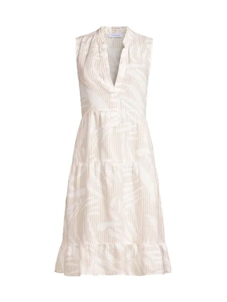 Ярусное льняное платье без рукавов ROSSO35, белый