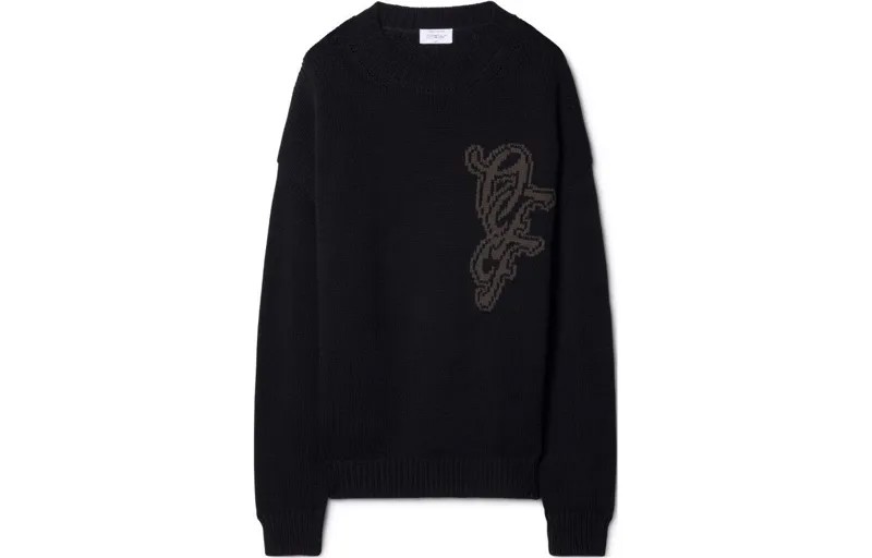Джемпер с логотипом в технике интарсия от NatLover Off-White, черный