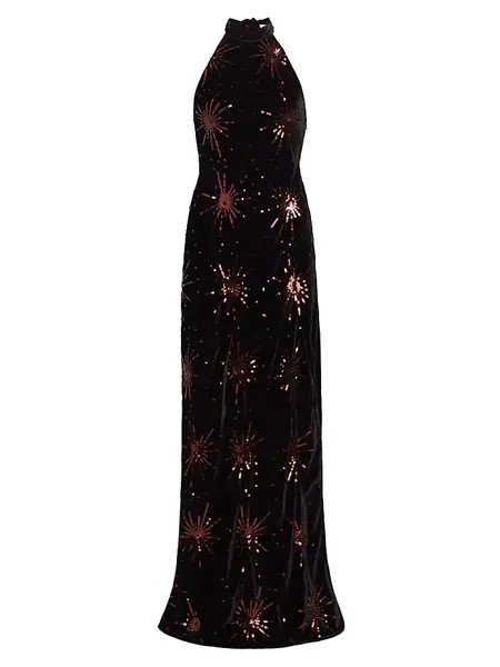 Бархатное платье с пайетками Starburst Rixo, цвет starburst embellishment black