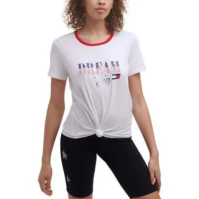 Tommy Hilfiger Sport Womens Dream Большой белый пуловер с узлом спереди L BHFO 6654