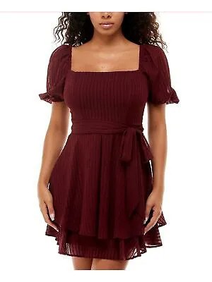 Женское темно-бордовое платье с юбкой и квадратным вырезом на спине B DARLIN для подростков 1\2