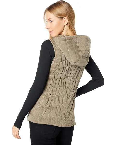 Утепленный жилет Avec Les Filles Quilted Knit Membrane Hooded Vest, оливковый