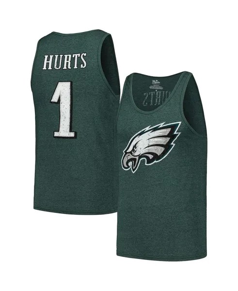 Мужские нитки Jalen Hurts Midnight Green Philadelphia Eagles Имя и номер игрока Майка Tri-Blend Majestic