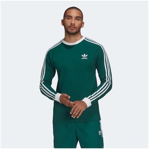 Мужской лонгслив adidas Originals Adicolor Classics 3-Stripes зелёный, Размер XS